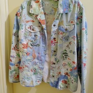 Chico's Multicolor Floral Linen Blend Jacket
